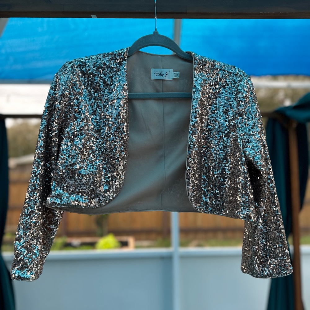 Eliza J Silver Sequin Blazer